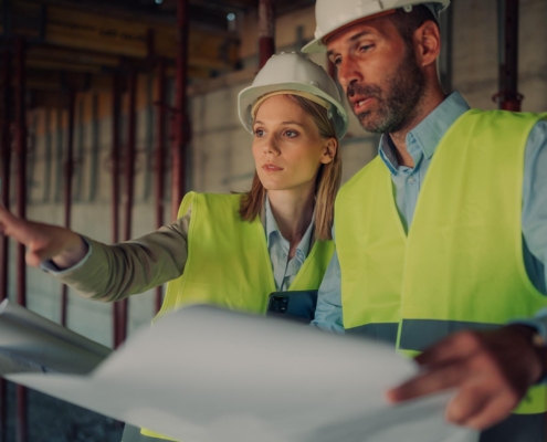 Construction Workers Renovating Commercial Property